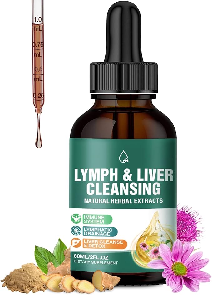 Liposomal Lymphatic Drainage Drops: 23 in 1 Lymphatic Drainage Supplements Rich in Echinacea ArtichokeBurdock RootElderberry for Lymphatic Lungs Liver Cleanse Detox &amp Repair 2 fl oz