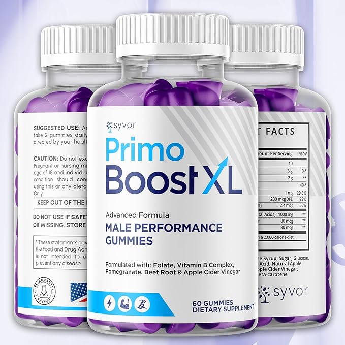 (3 Pack) Primo Boost XL Gummies Official Primo Boost XL Gummys with All Natural Ingredients Advanced PrimoBoost Health &amp Wellness Formula with Max Strength Active Lifestyle Vitamins (180 Gummies