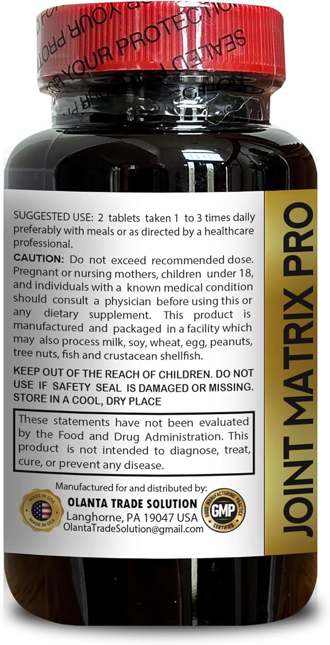 Joint Matrix PRO - High Potency Joint Support Supplement Collagen Supplement for Men &amp Women – 2 Bottles 180 Tablets
