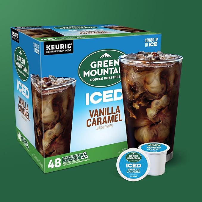 Green Mountain Coffee Roasters ICED Vanilla Caramel Single Serve Keurig K-Cup Pods Flavored Iced Coffee 48 Count