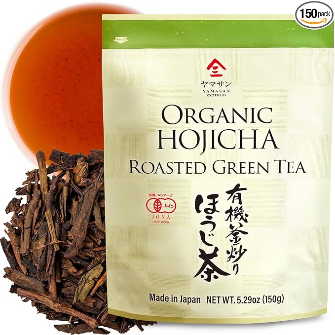 YAMASAN KYOTO UJI Hojicha Tea Roasted green Tea Low caffeine JAS Certified Organic Japanese Tea 150g Bag