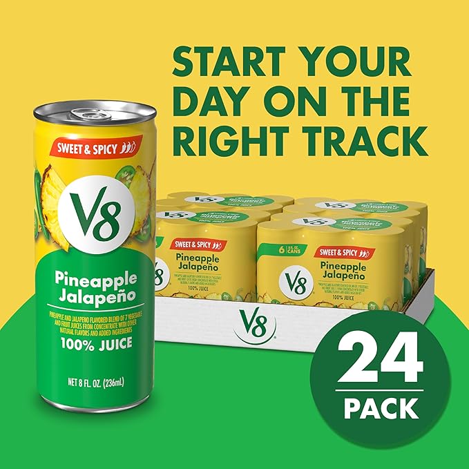 V8 Pineapple Jalapeno 100% Fruit and Vegetable Juice 8 fl oz Can (24 Pack)