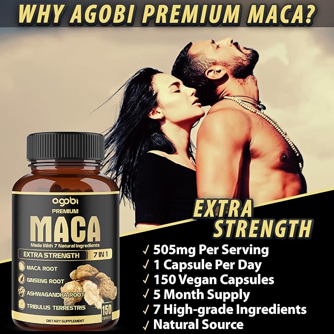 7in1 Premium Maca Root Capsules - with Ashwagandha Ginseng Tribulus Shilajit Shatavari &amp Black Pepper - Natural Energy Performance &amp Mood Support - 150 Counts for 5 Months