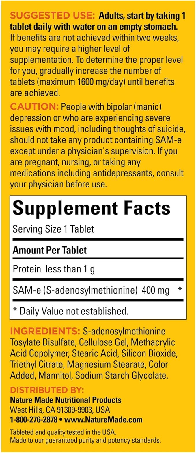 SAM-e Complete 400 mg Tablets 36 Count Value Size Supports a Healthy Mood &amp Joint Comfort