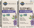 Garden of Life Organics Sleep Well Rest &amp Refresh 30 Tablets Green Tea Extract L-Theanine Valerian Root Chamomile Probiotics-Organic Non-GMO Vegan Gluten Free Herbal Supplement(Pack of 2)