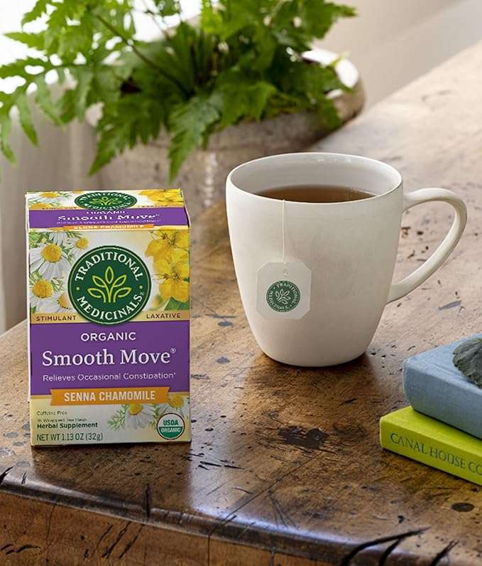 Traditional Medicinals Organic Smooth Move Senna Chamomile Herbal Tea Relieves Occasional Constipation (Pack of 3) - 48 Tea Bags Total