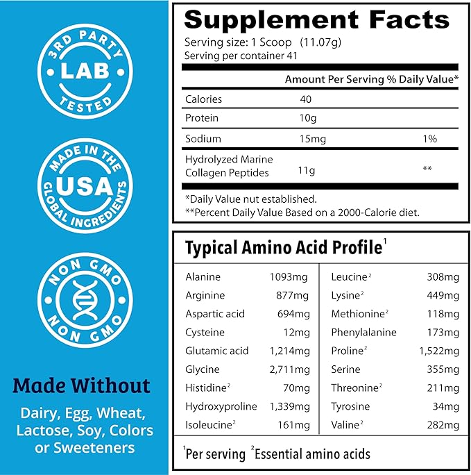 Dr. Matthew Marine Collagen Peptides Powder from Hydrolyzed Wild Caught Fish Protein - Hair &amp Beauty Supplements for Women &amp Men