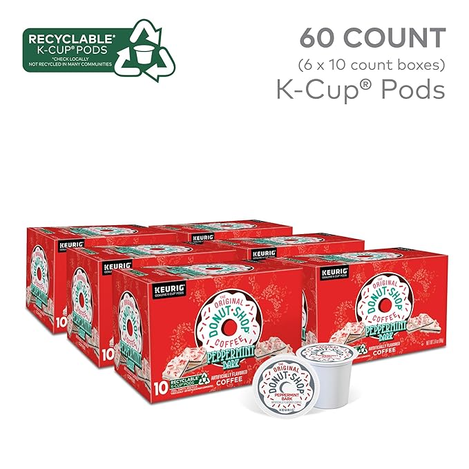 The Original Donut Shop Peppermint Bark Keurig Single-Serve K-Cup Pods Light Roast Coffee 60 Count