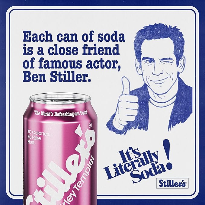 Stiller’s Shirley Temple Soda – 12 Pack Cans – Sparkling Cherry Lemon Lime Mocktail Drink – Low Sugar Caffeine-Free Natural Soda Pop with Real Cane Sugar Stevia &amp Vitamins – Alternative to Diet