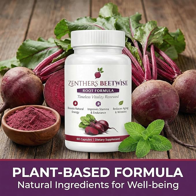 Beetwise Beetwise Root Formula Cold PressedBeetroot Supplement Natural Energy Support Vegan-Friendly60 Capsules (2PCS)