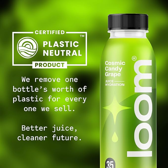 Cosmic Candy Grape Juice Drinks by Loom Low Sugar Juice Real Fruit No Added Sugar Healthy Hydration 35 Calories Non-GMO 12 oz bottles 12 pack