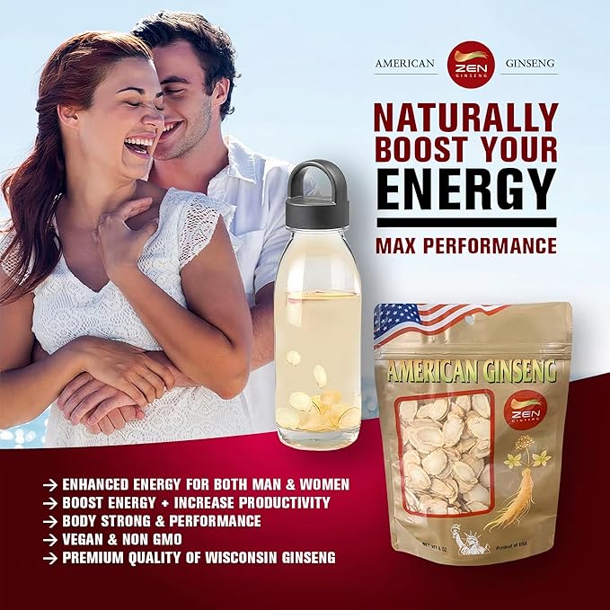 1 Bag of American Wisconsin Ginseng Slices - Panax Ginseng. Boosts Body Immunity Energy &amp Stamina for Man &amp Women