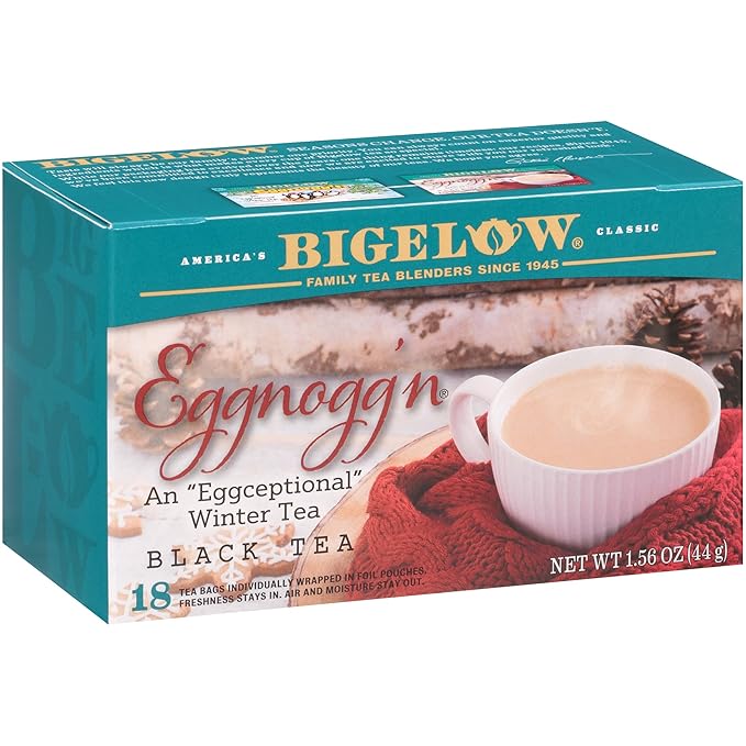 Bigelow Tea Eggnogg'n Black Tea Caffeinated Tea with Eggnog Flavor Holiday and Christmas Tea 18 Count Box (Pack of 6) 108 Total Tea Bags