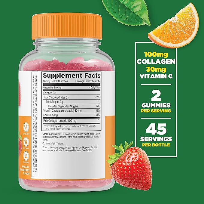 Lifeable Moringa Leaf + Collagen &amp Vitamin C Gummies Bundle - Great Tasting Vitamin Supplement Gluten Free GMO Free Chewable Gummy