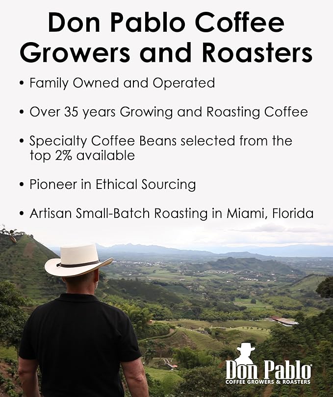 Don Pablo Colombian Supremo - Limited Edition Dark Roast Gourmet Coffee 100% Arabica Whole Bean Non-GMO Low Acidity 2 Pound (2 lb) Bag