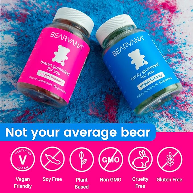 BEARVANA Top &amp Peach Support Combo Pack Multivitamin Gummies for Women | Includes Herbal Extracts &amp Essential Vitamins | Berry Flavor | 2-Pack (120 Gummies)