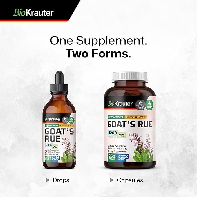 BIO KRAUTER® Goats Rue for Breastfeeding - Pure Vegan Lactation Supplement - Goat’s Rue 250 Capsules 1200 mg per Serving - Natural Supplements for Women - No Fillers Non-GMO 62-Day Supply