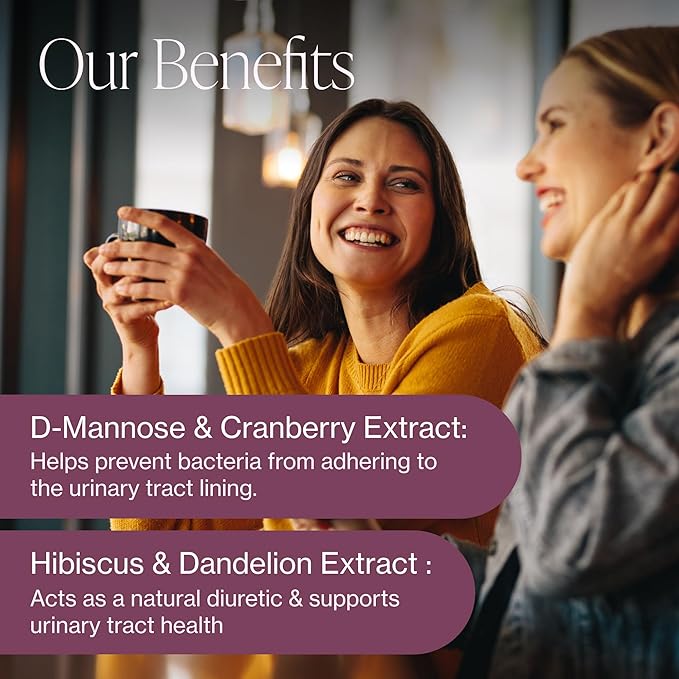 Pure D Mannose Capsules 1000mg Per Serve - Fast Acting UTI Support - Urinary Tract Cleanse &amp Bladder Health - Cranberry D-Mannose Dandelion Hibiscus Flower - 60 Veggie Caps