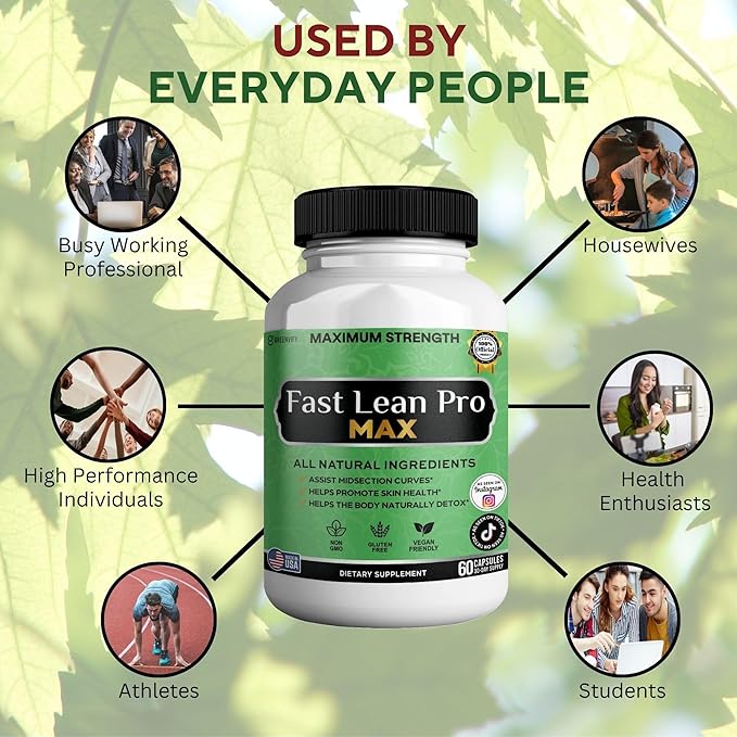 Fast Lean Pro Max Natural Dietary Supplement 60 Capsules 30-Day Supply All Natural Ingredients Vegan Friendly (5)