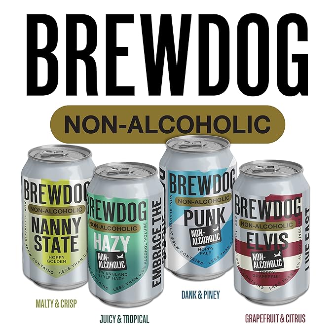 BrewDog 24-Pack of Punk AF | Non-Alcoholic Robust IPA | 20 Calories 2.3g Carbs Per Serving | 12oz Cans