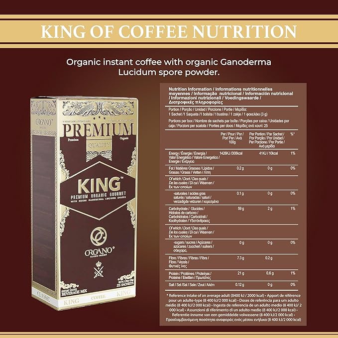 ORGANO King of Coffee 100% Certified Ganoderma Lucidum (25 Sachets)