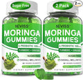 Moringa Gummies for Women Men w/Probiotic Turmeric Ginger Ceylon Cinnamon Sugar Free Organic Moringa Powder Capsules Alternatives Pure Moringa Leaves Green Superfood Supplement - Vegan 120Cts