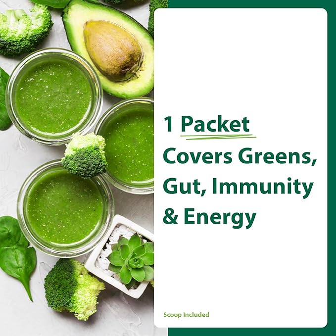 MacroLife Macro Greens Powder 38 Superfood Probiotics Antioxidants Digestive Enzymes &amp Adaptogen Supplement - Daily Super Green Juice &amp Smoothie Mix Packets - Non-GMO Vegan Gluten-Free - 12 Se
