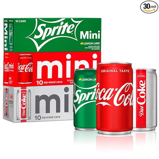 Coca-Cola Mini Can Variety Pack 7.5 Fl Oz Pack Of 30 (10 Each: Coke Classic Diet Coke Sprite) 7.5 Fl Oz ()