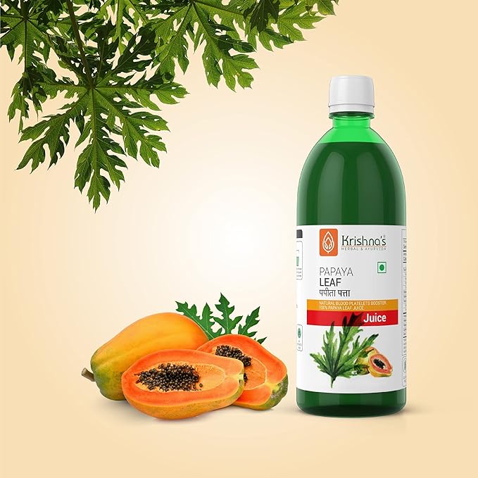 Krishna's Papaya Leaf Juice - 1000 ml | Fresh Papaya Leaves| Helps to boost platelets count