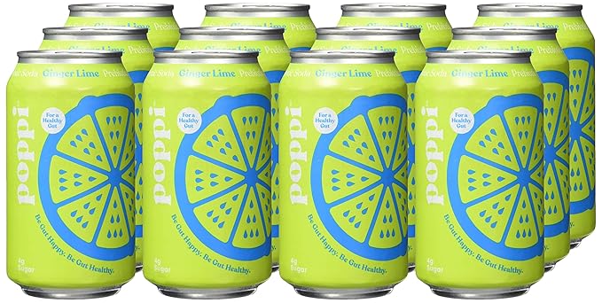 Poppi Ginger Lime Prebiotic Soda 12 Fl Oz (Pack of 12)