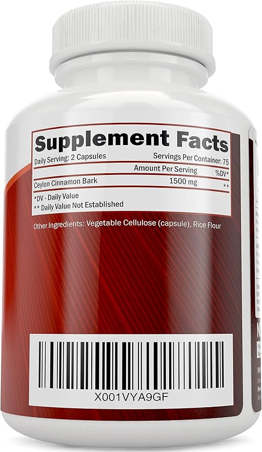 Purely Holistic Ceylon Cinnamon Capsules 1500mg 225 Vegan Cinnamon Capsules 75 Day Supply (25% More Servings) True Sri Lankan Ceylon Cinnamon Supplement