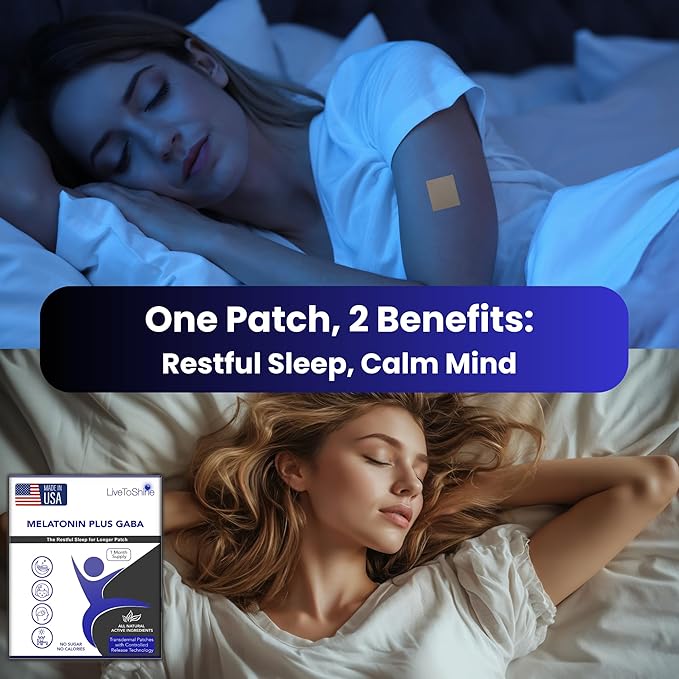 Menopause Relief and Melatonin Sleep Patch Bundle - 2 Packs - Hot Flashes Night Sweats Mood Swings Relief Plus Restful Sleep Patches - 30 Day Supply Per Pack (60 Patches) - USA Made by Live To Shine