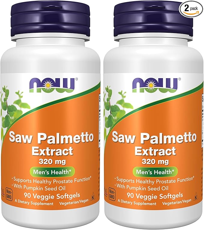 Now Supplements Saw Palmetto Extract 320 mg with Pumpkin Seed Oil Men's Health* 90 Veg Softgels (Pack of 2)
