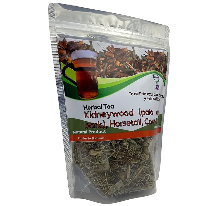 Palo Azul Tea Kidneywood Horsetail Corn Silk Quiere Te 5.3 oz (150 grams) Up to 100 Cups Cyclolepis Genistoides Herbal Blue Stick Tea Resealable Bag Product From Mexico 100% Natural