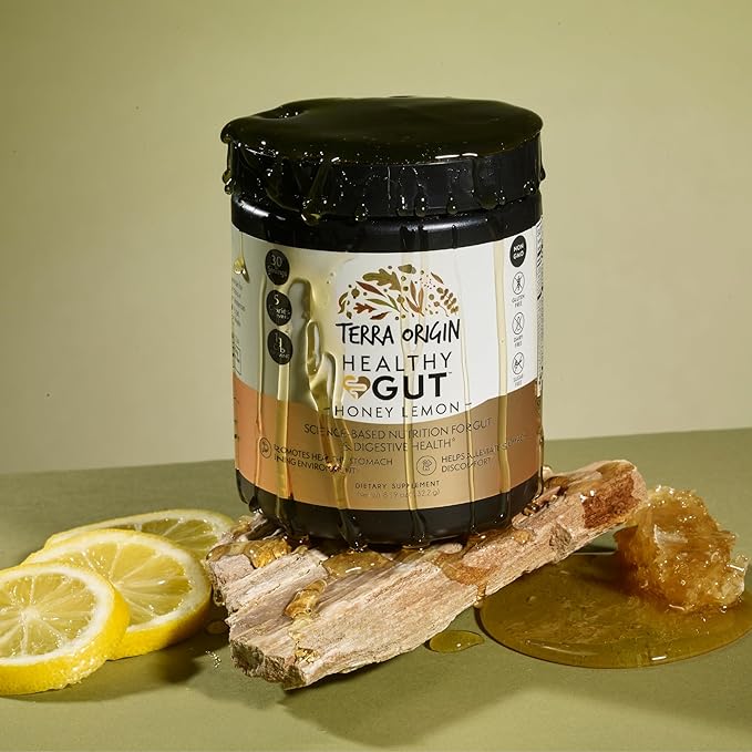 TERRA ORIGIN Healthy Gut Powder (Honey Lemon) | 30-Servings with L-Glutamine Zinc Glucosamine Slippery Elm Bark and More!