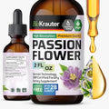 BIO KRAUTER® Passion Flower for Stress Relief - Calm &amp Mood Support - Pure Vegan Liquid Drops Passion Flower Extract 670 mg/Serving 2 Fl.Oz 28-Day Supply - Alcohol &amp Sugar Free - Natural Calm