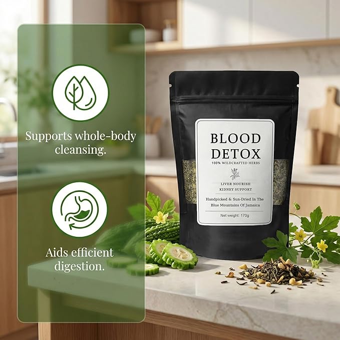Healing Garden Blood Detox - Jamaican Herbal Tea Blend Plant-Based Botanical Tea For Daily Enjoyment Purifies Blood Loose Leaf Herbal Tea 170g/Bag