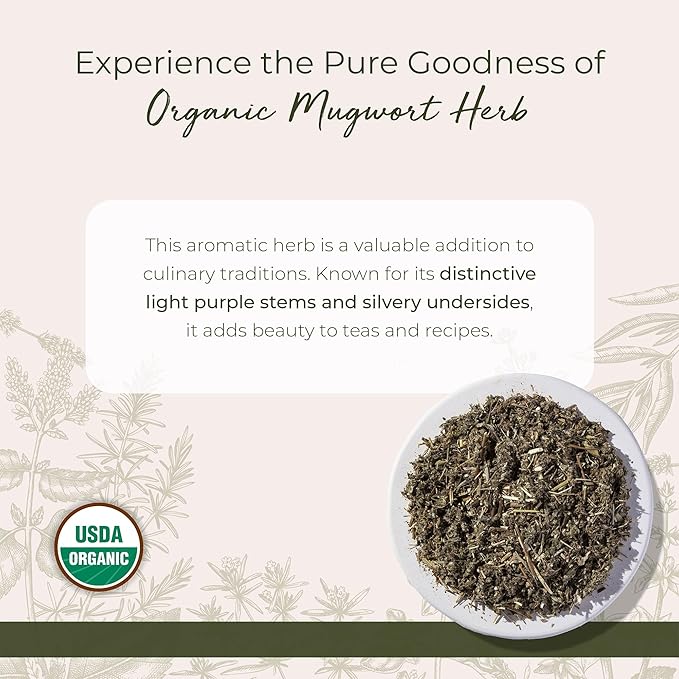 Starwest Botanicals Organic Mugwort Herb - Dried Loose Leaf Herb for Tea &amp Culinary Use Cut &amp Sifted Certified Kosher Non-GMO - Bulk 1 lb Bag