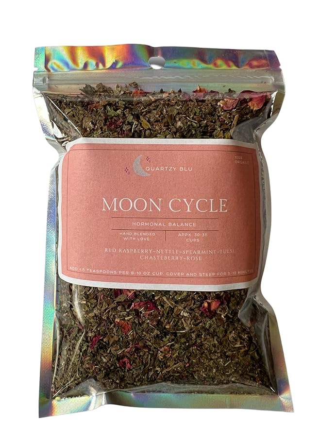 Quartzy Blu Moon Cycle Tea – Herbal Women’s Wellness Tea | Botanical Blend for Monthly Cycle Support | Caffeine-Free All-Natural Womb Wellness Blend