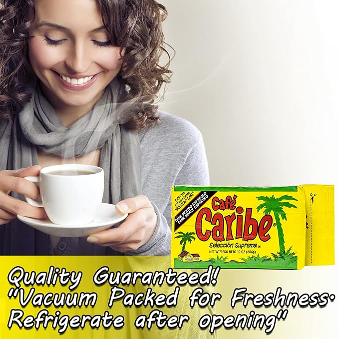 CAFE CARIBE 100% Espresso Coffee Brick Dark Roast Ground Coffee 10 Oz. (Pack of 12)