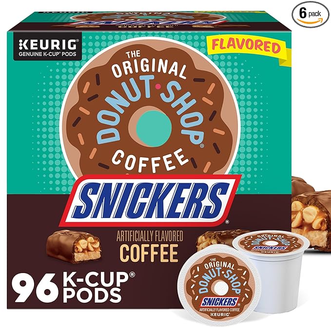 The Original Donut Shop Snickers Coffee Keurig Single Serve K-Cup Pods Flavored Coffee 96 Count (4 Packs of 24)