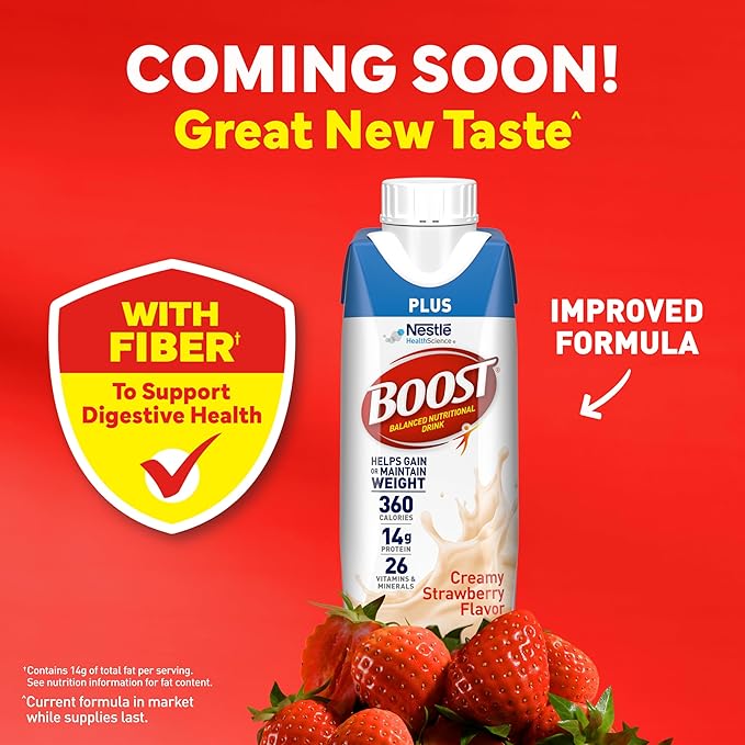 BOOST Plus Nutritional Drink Creamy Strawberry 8 Fl Oz (Pack of 24)