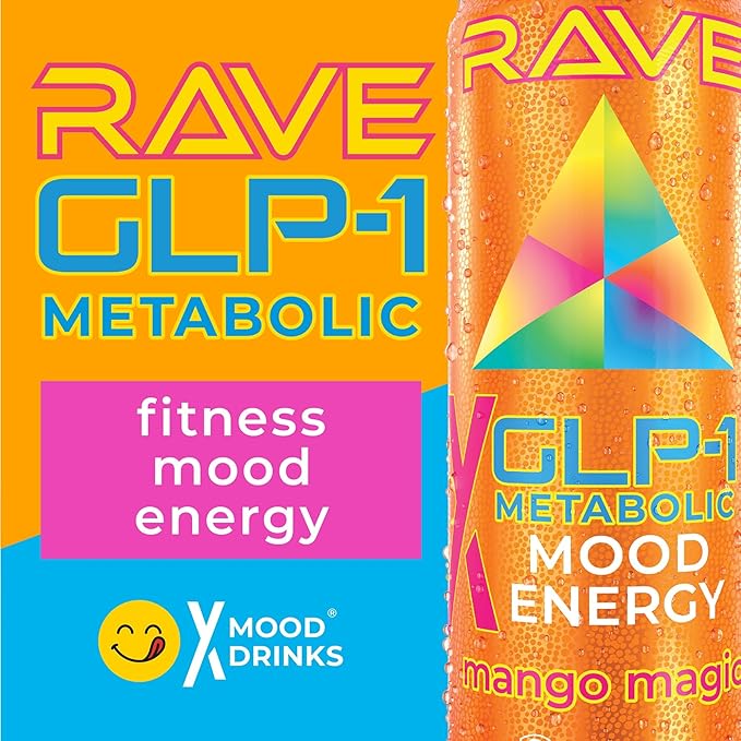 RAVE GLP-1 Metabolic Energy Drink Boosts GLP-1 Naturally. Suppress Appetite – Curb Cravings – Balance Blood Sugar &amp More. With Lemon Flavonoids Berberine Functional Mushrooms Nootropics &amp B