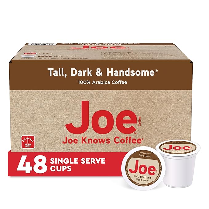 Joe Knows Coffee Single Serve Cups Pods and Capsules Tall Dark and Handsome 48 Count