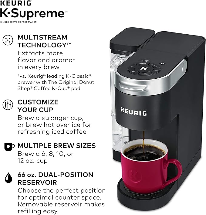 Keurig K-Supreme Single Serve Coffee Maker with Dunkin' Original Blend Medium Roast 60 K-Cup Pods