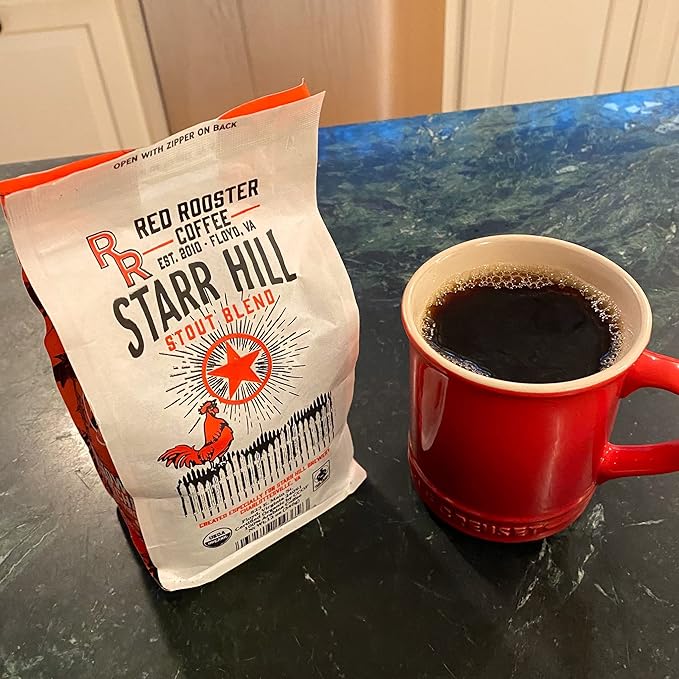 Red Rooster Coffee Organic Starr Hill Stout Coffee – Medium-Dark Roast Whole Bean – Notes of Dark Chocolate Praline &amp Citrus – 2LB – USDA Organic Fair Trade