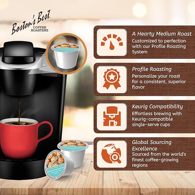 Boston’s Best - Coconut Macaroon Flavored Delicious Gourmet Coffee Compatible with Keurig Coffee Maker 24 Count (Pack of 4)