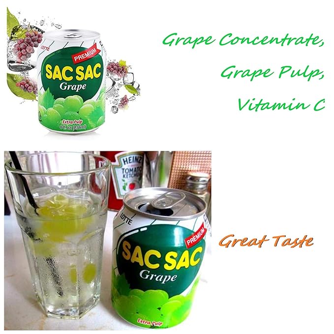 Korean Best Variety Energy Drink Box Deal - SACSAC RICE PUNCH PEAR JUICE - (SACSAC ORANG + GRAPE 12 CANS)