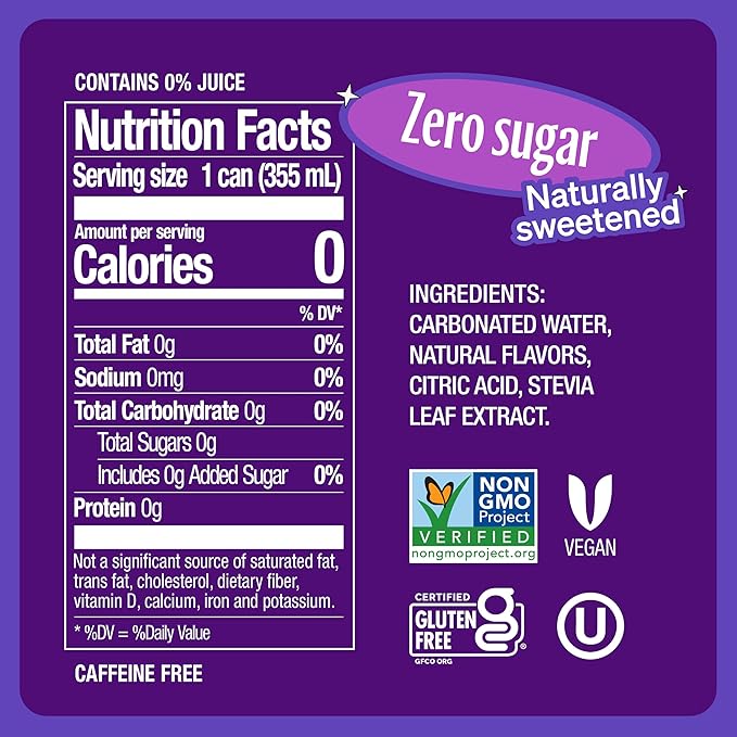 Zevia Zero Calorie Soda Grape 12 Ounce Cans (Pack of 20)