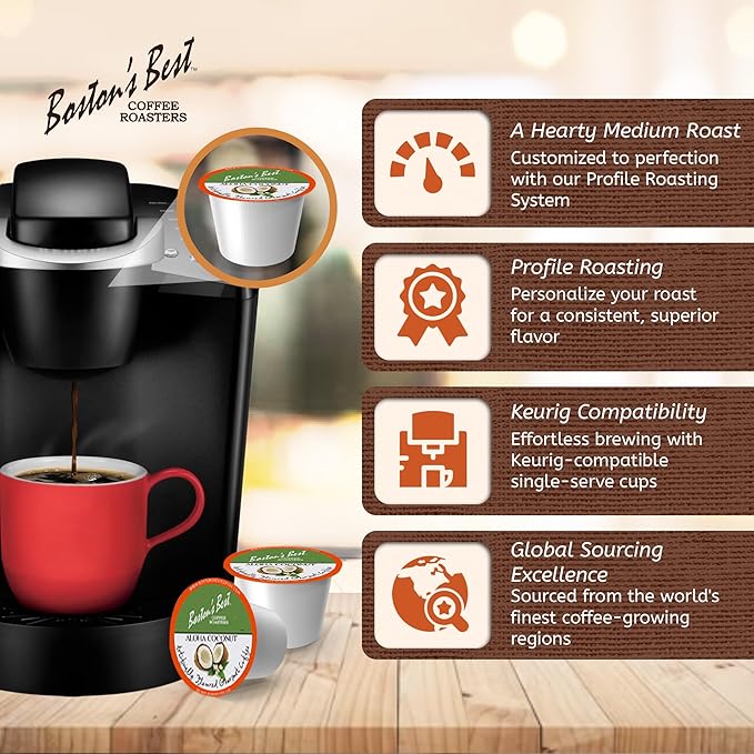 Boston’s Best - Aloha Coconut Flavored Delicious Gourmet Coffee Compatible with Keurig Coffee Maker 1 Count (42 Single Serve Cups)
